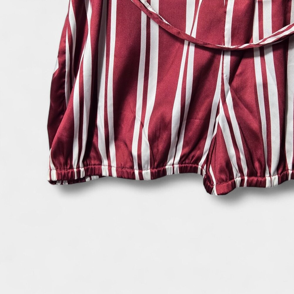 Anthropologie Women's Belted Striped Sleeveless V-Neck Romper Red & White NWT - Picture 5 of 12